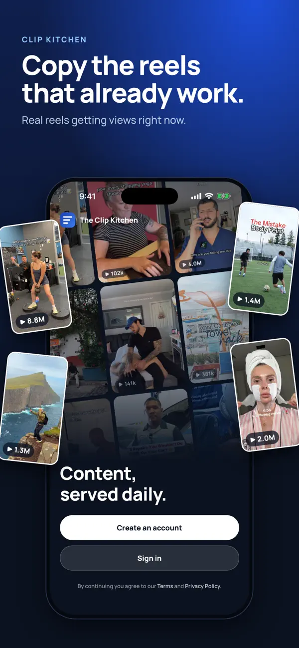 Clip Kitchen app screenshot: copy the reels that already work