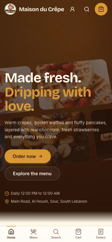Maison du Crepe website: made fresh, dripping with love